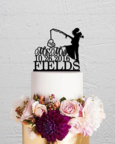 Fishing Cake Topper,Wedding Cake Topper,Initials Cake Topper,Mr And Mrs Cake Topper,Hook On Love Cake Topper,Last Name Cake Topper