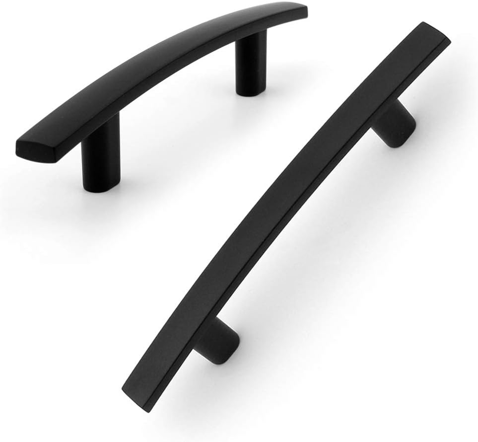 KOOFIZO Solid Curved Bar Cabinet Pull - Black Furniture Arch Handle, 3 Inch/76mm Screw Hole Center, 10-Pack for Kitchen Cupboard Door, Bedroom Dresser Drawer, Bathroom Wardrobe Hardware