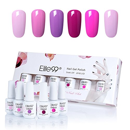 Elite99 Gel polish Soak-off Gel Nail Polish UV LED Nail Art Gift Box Set of 6 8ml