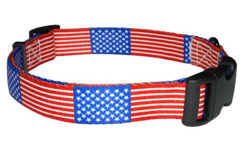 Large USA Flag Dog Collar by PatriaPet