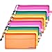 BCP 10pcs Random Color Plastic Double Layer Invoice Bill Bag, Pencil Pouch Pen Bag, 9 x 4-1/2inches
