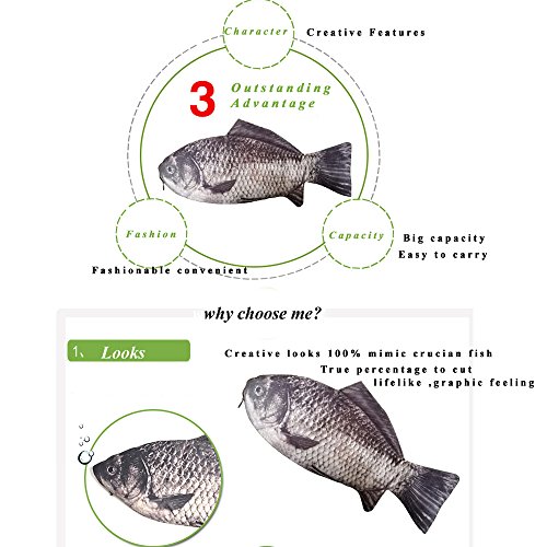 Emulation Fish Shape Creative Pencil Case Pen Bag Coin Purse Phone Bag with Simulated Lining Inside Padded Thick Foam
