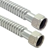 TTFLEX 18" Water Softener Connector 1" x 1" FIP Water Line, 0.92" ID, 2 PCS | 1" Flexible Water Line for Heater, Filter System, 304 Stainless Steel Corrugated, Heavy-Duty, Lead-Free, NSF-61, CUPC Listed