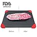 Defrosting Tray - Large Size with Red Silicone Border and Bonus Kitchen Tong, Rapid Thaw Frozen Foods or Meat - Thawing Fast and Safe with No Electricity or Hot Water