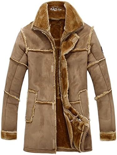 Men's Winter Thick Warm Vintage Suede Sheepskin Jacket Faux Fur Leather Jacket Cashmere Shearling Coat Luxury Overcoat