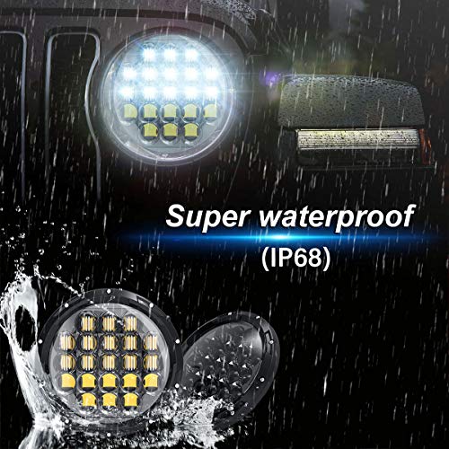 LED Headlight for Jeep Wrangler JK JKU TJ LJ CJ7" 105W Round Headlamp