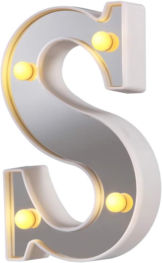 Samapet LED Marquee Letter Lights, 26 Alphabet Light Up Letters Sign Perfect for Night Light Wedding Birthday Party Christmas Lamp Home Bar Decoration (Silver,S)