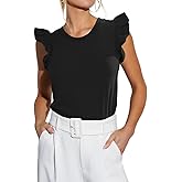 EZBELLE Women's Summer Sleeveless Ruffle Shirts Tank Top Trendy Office Tshirt Ladies Clothes