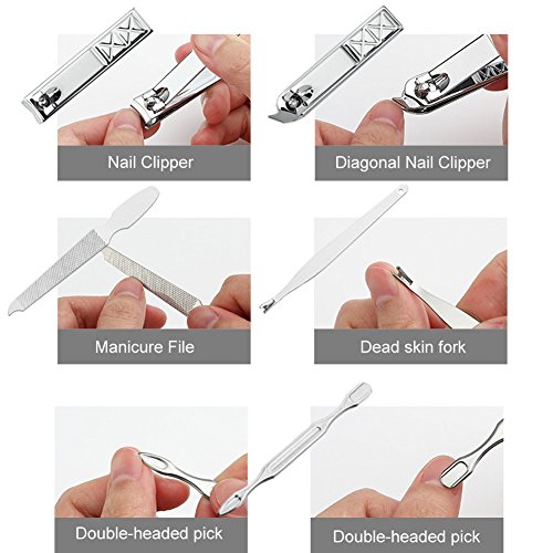 Yimart Manicure Pedicure Set Nail Clippers Kit Nail Tools Stainless Stee Nail Scissors Grooming Kit of 18pcs with Travel Case(Blue)
