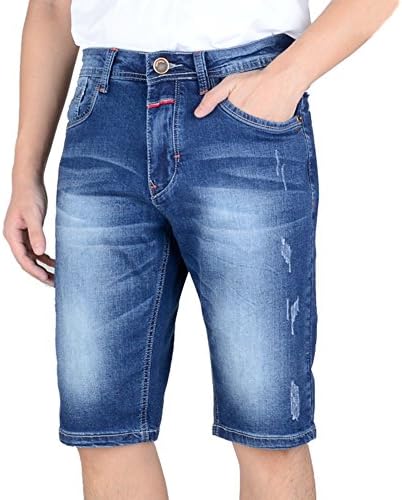 Moulan Mens Lightweight Stretch Denim Jean Shorts Plus Size Summer Mens Short Pants Trouser BLUE36