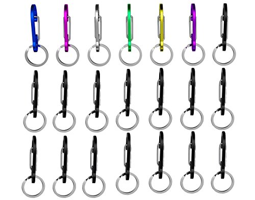 WAPAG Carabiner Clip 2Inch Aluminum Flat Gourd Shape Mini Spring Hook Keychain Keyring for Keys Small items Daily Life Hammocks Camping Hiking Running Accessories (21pcs color)