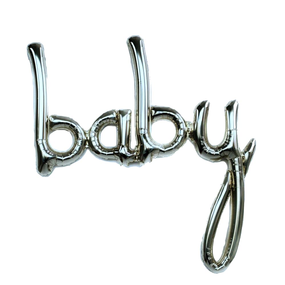 Baby Script Foil Balloon, 80cm (2 pack)
