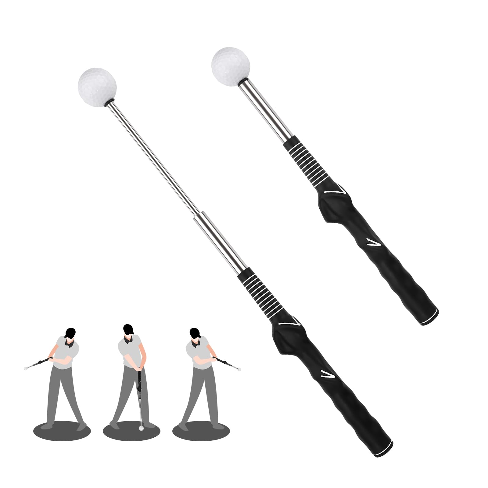 Photo 1 of Retractable Golf Training Aid, Practical Swing Trainer Portable Golf Grip Training Aid Stretchable Golf Alignment Sticks for Indoor Practice Warm-up Tempo Chipping Hitting Training (Black)