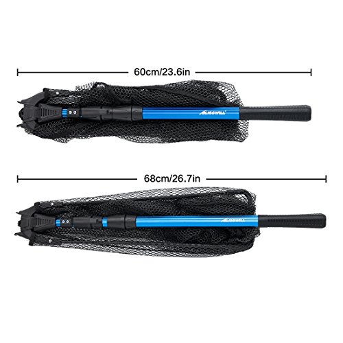 BLISSWILL Fish Net Foldable Fish Landing Net Collapsible with Extending Telescoping Pole HandleSafe Fishing Catching and Releasing (Hoop Size: 40cm/16in) - Thumbnail 2