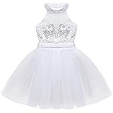 Kids Girls Spaghetti Sequined Ballet Dance Tutu Dress Gymnastic Leotard Skirt