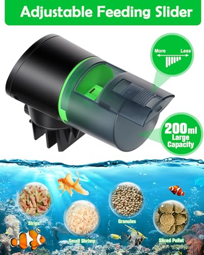 Petbank Automatic Fish Feeder for Aquarium - Auto Fish Food Dispenser Battery Operated Vacation Timer Fish Feeder Automatic Dispenser with 2 AAA Batteries Included