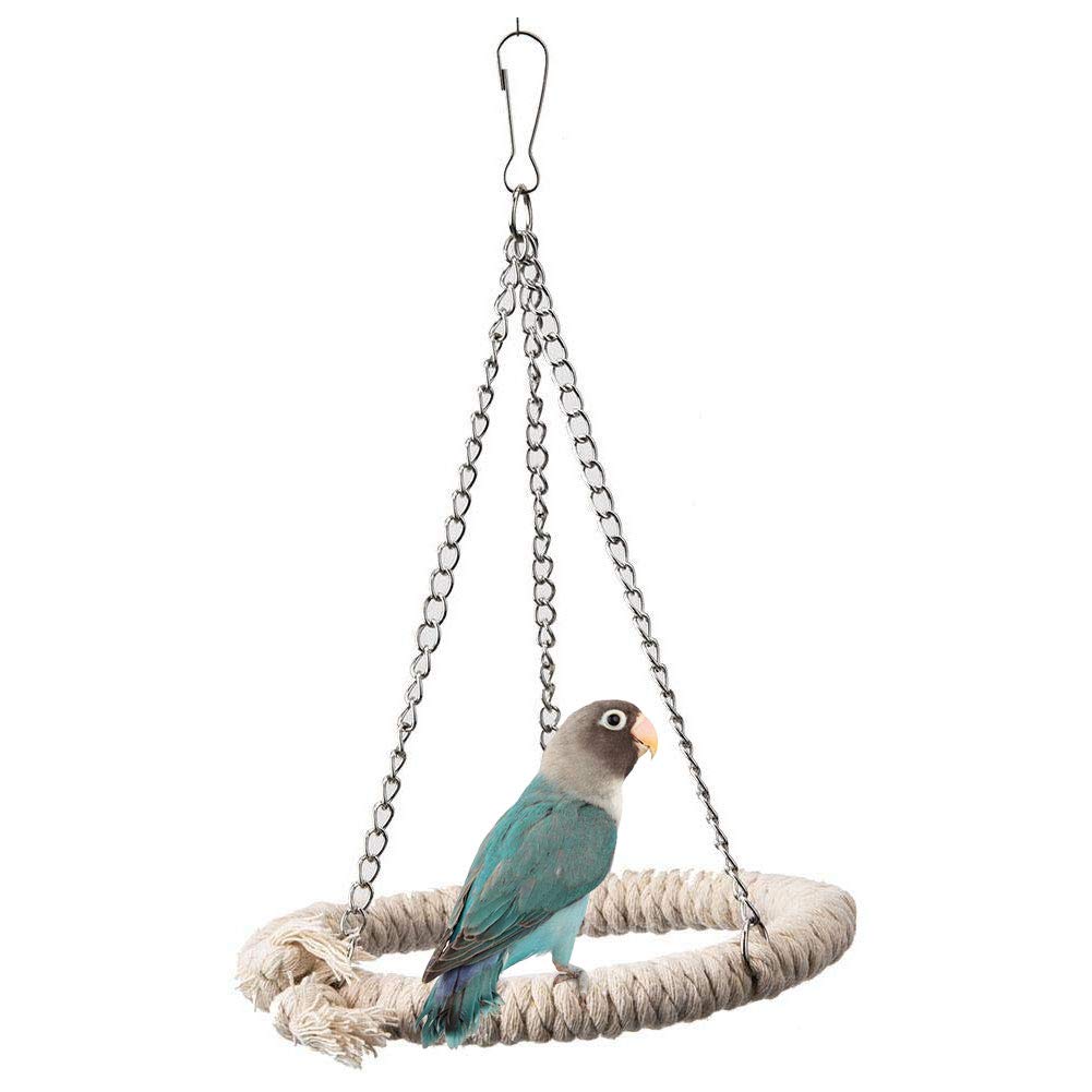 Cotton Rope Bird Swing Toy for Parakeets, Budgies, Conures, Cockatiels, Love Birds, Finch, Canary, Cage Perch Stand
