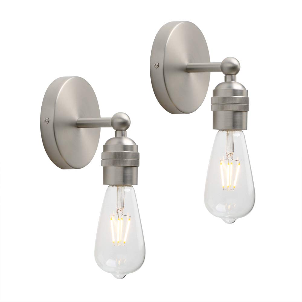 Yosoan 2pcs Vintage Sconce wall Lights, Nordic Loft Edison Up/Down Wall Light Fittings, E27 Light Fixture for Restaurant Corridor Dining Room Kitchen Bedroom Cafe Bar (Brushed)
