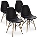 Giantex Set of 4 Mid Century Modern Style DSW Dining Chair Side Wood Assembled Legs for Kitchen, Dining, Bedroom, Living Room (Black)