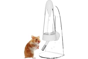 SQUSIMEI 4.2 Oz Hamster Water Bottle with Stand No Drip for Syrian Dwarf Hamsters, Gerbils, Little Mouse, Small Pet Rodents (White, with Stand)