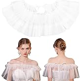 HOBBIESAY Adjustable Tulle Bridal Shawl Pearl Sheer Shawl White Soft Tulle Bridal Shoulderless Elegant Capes Fashion Wedding