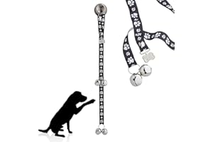 PoochieBells Dog Doorbell, Dog Potty Training Bells, Dog Safe USA-Made w/Perfect Sound,Dog Trainer Approved, Housetraining Made Easy & Quick, Sig Tracks Black