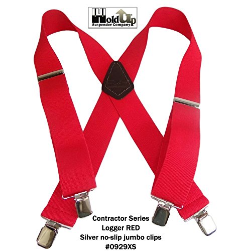 Contractor Series 2" Wide Work Suspenders in Bright Logger Red With No-Slip Clips