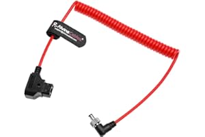 Alvin's Cables Ultra Soft Dtap to Locking DC 2.1 Right Angle Cable, Atomos Ninja Dtap Power Coiled Cable for Video Devices PI