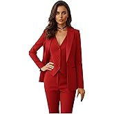 Allingentle Women's Suiting Pantsuit 3 Piece Set Black Wedding Business Office Casual Pant Suits