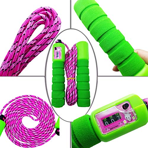 M-jump Colorful Adjustable Soft Skipping Rope - 4 Pack Lightweight Foam Handles Jump Rope for Kids Children Students & Adults (Random Color - Thumbnail 5