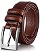 Mio Marinos Men Genuine Leather Dress Belt with Single Prong Buckle - Burnt Umber - 38