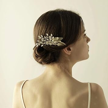 Amazon Com Lady Bridal Rhinestone Crystal Leaves Wedding Hair