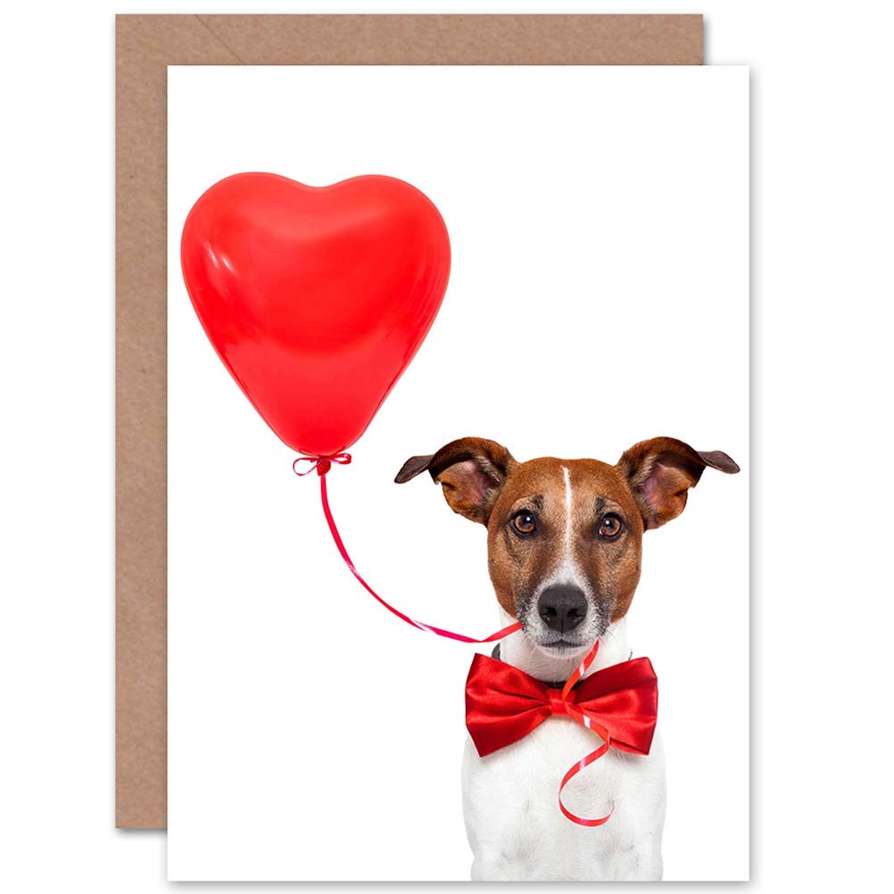 Wee Blue Coo Dog With Love Heart Balloon - Valentines/Anniversary Cute Blank Card CP2399