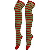 Gigglebloom 1 Pair Women Girls Striped Thigh High Socks Over Knee Socks Knee High Costume Stockings Leg Warmers