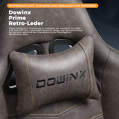 Dowinx-Silla-para-Gaming-de-Oficina-de-Escritorio-con-Masaje-y-Soporte-Lumbar-Estilo-Vintage-Silla-giratoria-de-Cuero-PU-con-Respaldo-Alto-y-Ajustable-con-reposapies-marron