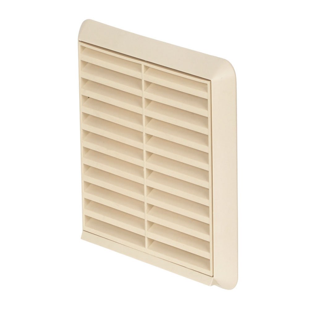 Airflow External Wall Vent Cover – Beige Plastic Grille for 100mm / 4" Ducting – Weatherproof Air Outlet – 154mm x 154mm