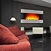 Finether 1500W Adjustable Wall Mounted Electric Fireplace Heater with 3D Patented Flame, 7 Color Changeable LED Backlight and Remote Control