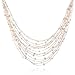 Silk Thread and Pink Cultured Freshwater Pearl Multi Strand Cluster Necklace, 17-19 inches