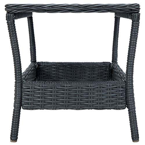 vidaXL Gartentisch Beistelltisch Couchtisch Balkontisch Terrassentisch Gartenmöbel Tisch Rattantisch Dunkelgrau 45x45x46,5cm Poly Rattan – Bild 4