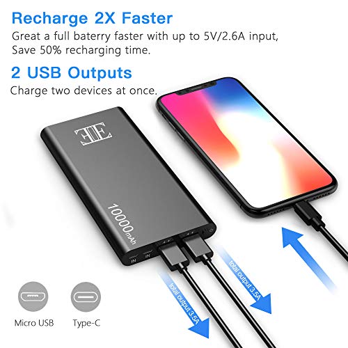 image for Eui External Battery,2 USB Outputs Portable Charger Power Bank with Ty
