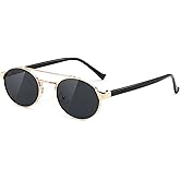 FEISEDY Classic Trendy Oval Sunglasses Women Men Cute Small Shade Metal Frame Sunnies B0264