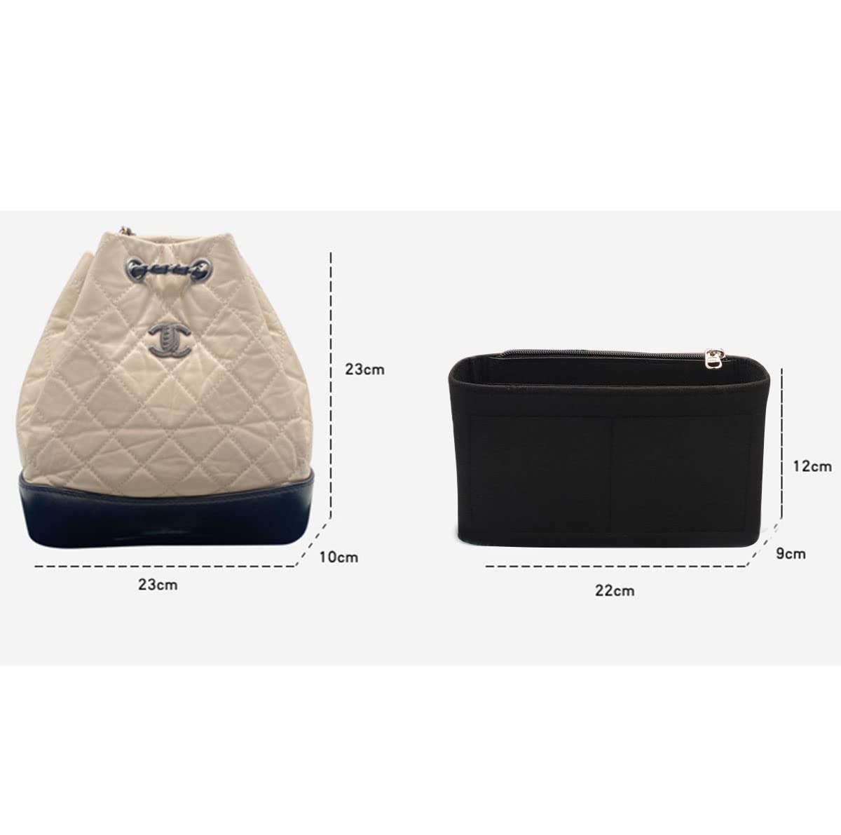 Lckaey Felt Purse Organizer Insert for gabrielle backpack organizer gabrielle tramp bag lining Insert 2074black-S