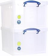 Really Useful Box 42 Litre Plastic Storage Box Clear Pack Of 2