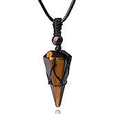 XIANNVXI Healing Crystal Stone Pointed Necklace Adjustable Black Rope Natural Gemstone Pendant Necklaces Jewelry for Men Women