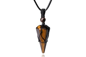 XIANNVXI Healing Crystal Stone Pointed Necklace Adjustable Black Rope Natural Gemstone Pendant Necklaces Jewelry for Men Women