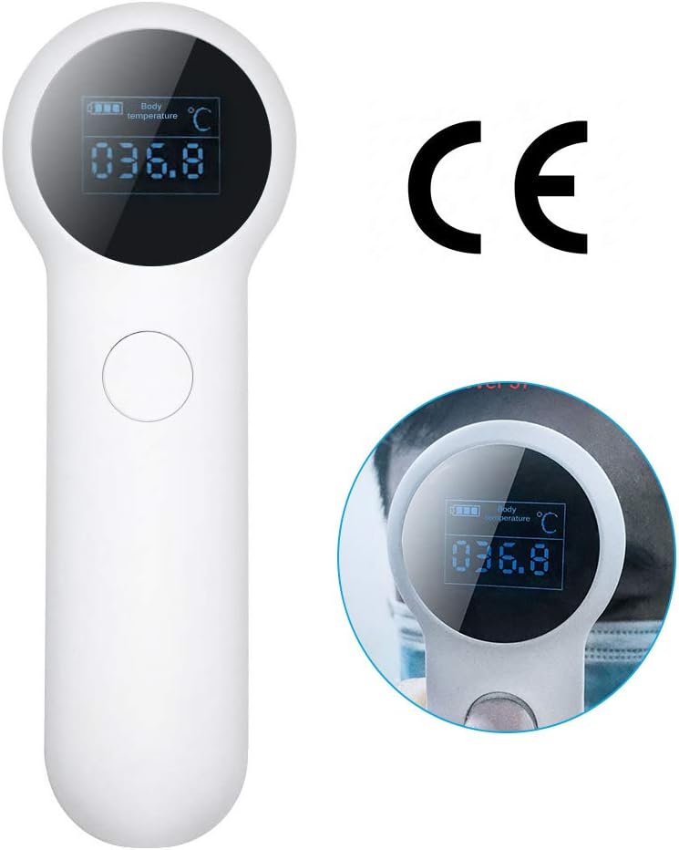 Digital Infrared Thermometer, SUNJULY Handheld Temperature Gun with Backlight LCD Display Medical Thermometer Non-Contact 32-42.9℃(89-109.2℉) for Baby Children Adults Pet, White(CE Certification)