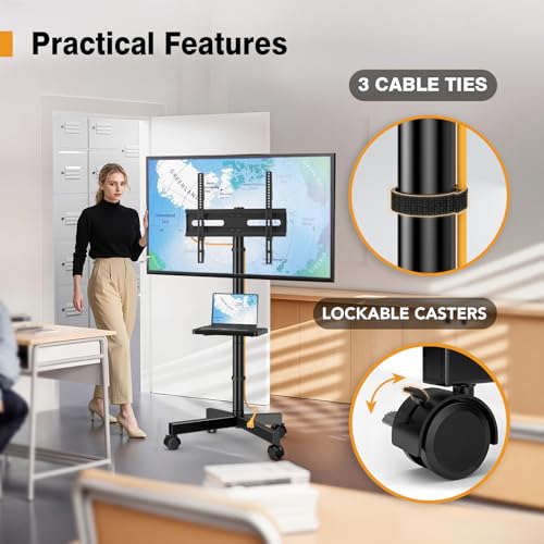 Hemudu TV Casters, Mobile TV Stand for 23-60 Inches Plasma/LCD/LED, TV Cabinet with Wheels up to 35 kg, Max VESA 400 x 400 mm