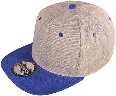 BUCK CAPS Unisex Two Tone Flat Bill Snapback Hat (Heather Gray/Royal)