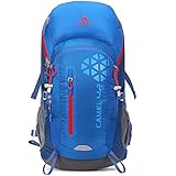 Camel 42L Internal Frame Backpack Backpacks for Backpacking Camping Hiking Travel Outdoor Large Lightweight Daypack with Rain Cover Blue