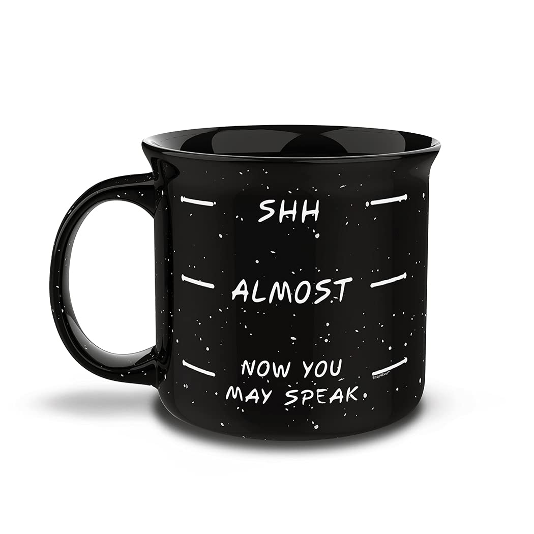 shop4ever Shh Almost Now You May Speak Campfire Speckled Ceramic Coffee Mug